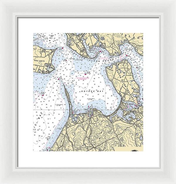 Noyack-new York Nautical Chart - Framed Print