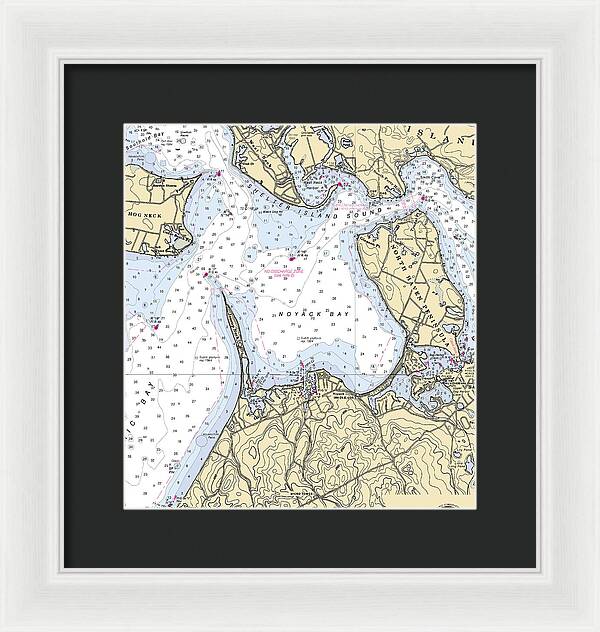 Noyack-new York Nautical Chart - Framed Print
