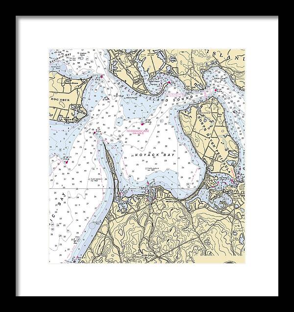 Noyack-new York Nautical Chart - Framed Print