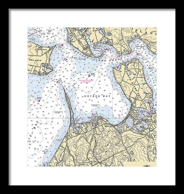 Noyack-new York Nautical Chart - Framed Print