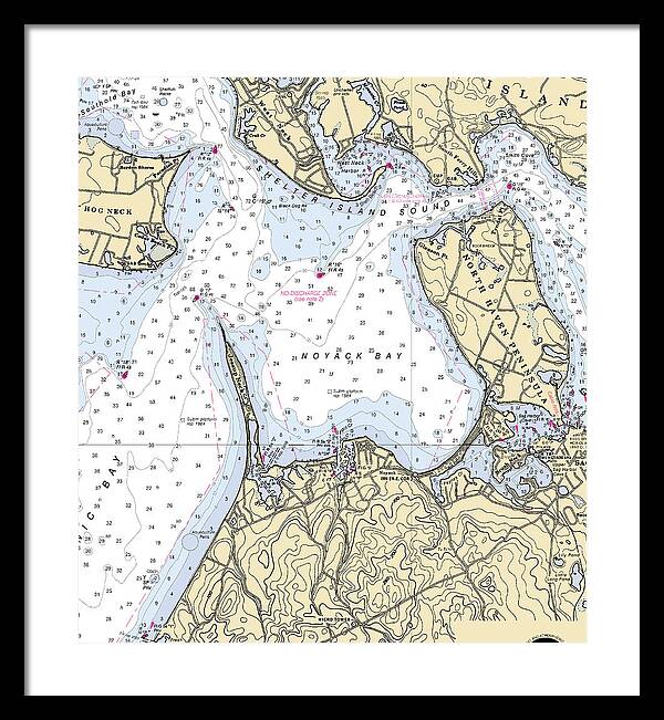 Noyack-new York Nautical Chart - Framed Print