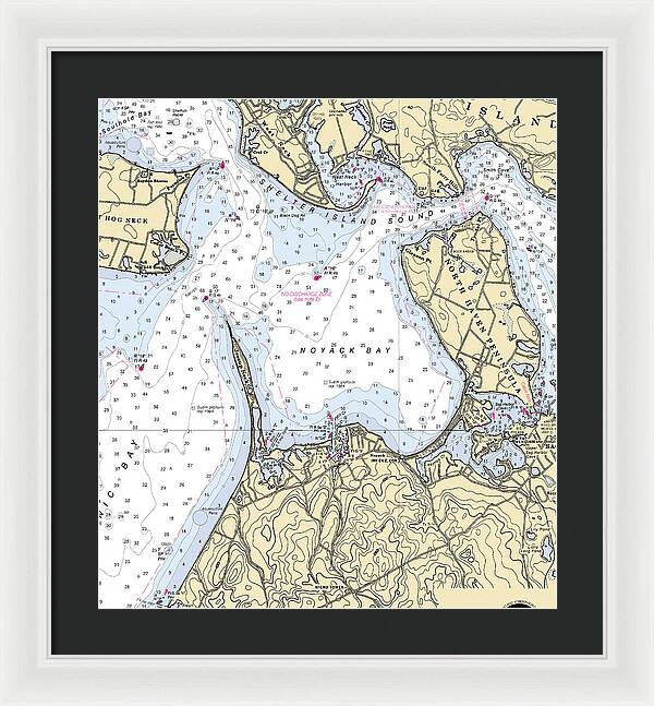 Noyack-new York Nautical Chart - Framed Print