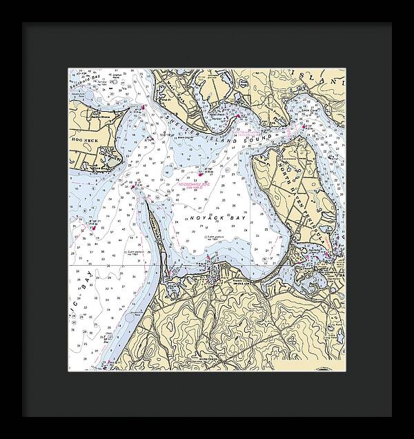 Noyack-new York Nautical Chart - Framed Print