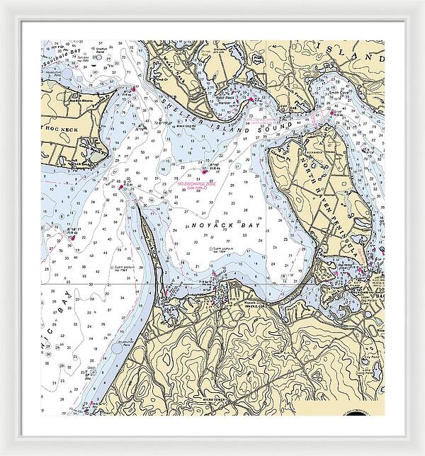 Noyack-new York Nautical Chart - Framed Print