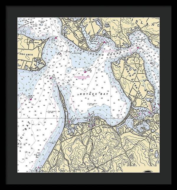 Noyack-new York Nautical Chart - Framed Print