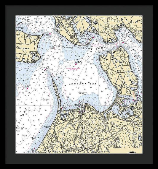 Noyack-new York Nautical Chart - Framed Print