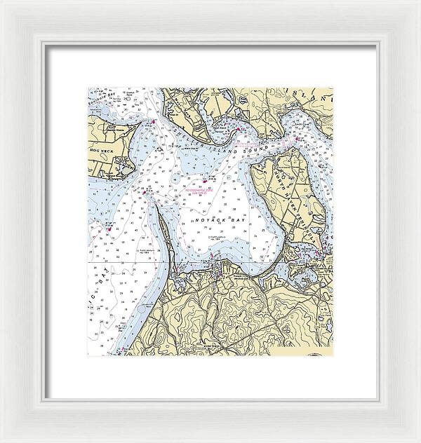 Noyack-new York Nautical Chart - Framed Print