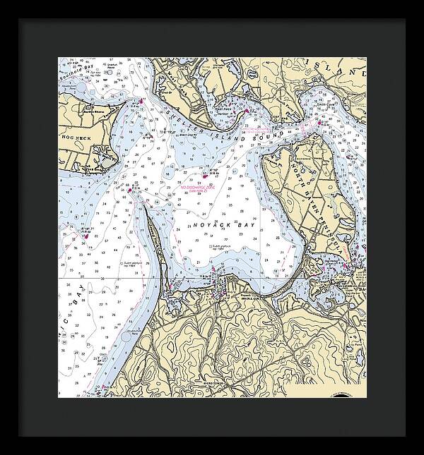 Noyack-new York Nautical Chart - Framed Print