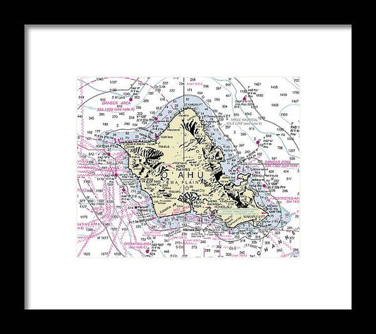 Oahu Hawaii Nautical Chart - Framed Print
