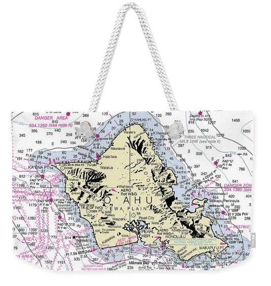 Oahu Hawaii Nautical Chart - Weekender Tote Bag