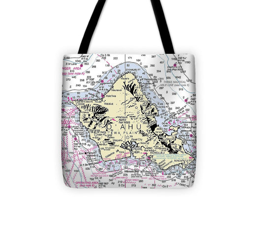 Oahu Hawaii Nautical Chart - Tote Bag