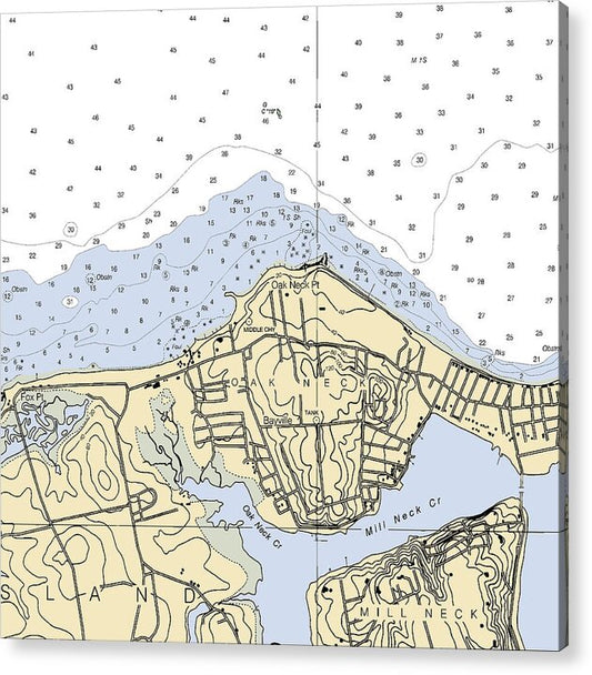 Oak Neck-new York Nautical Chart - Acrylic Print