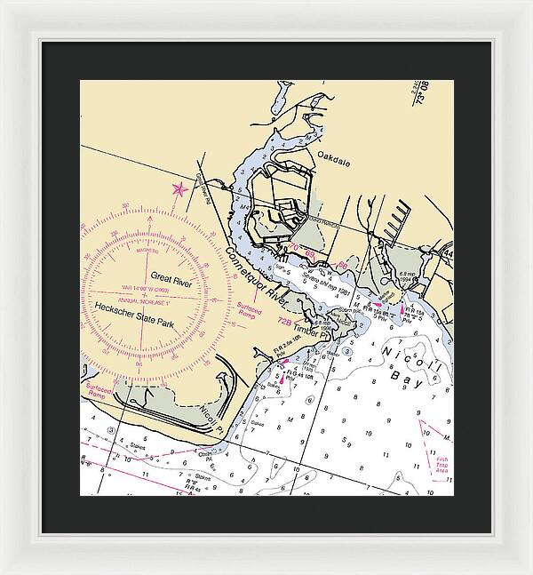 Oakdale-new York Nautical Chart - Framed Print