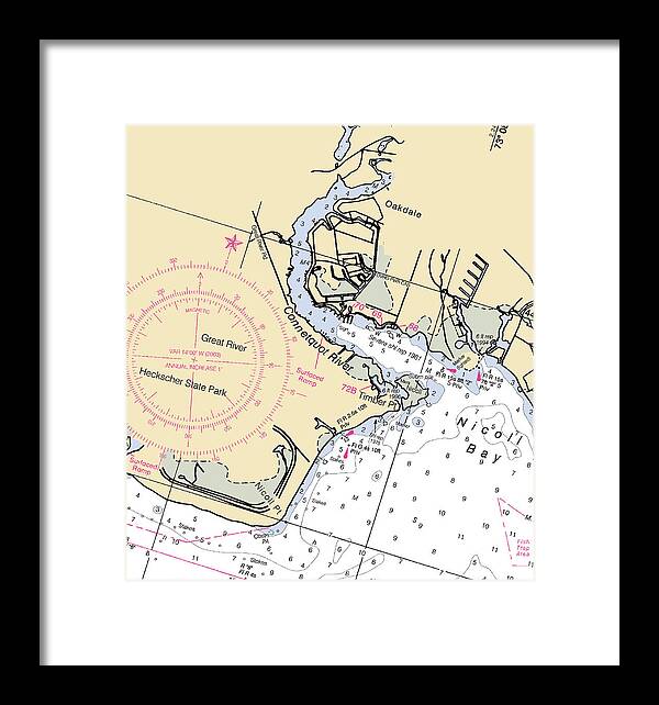 Oakdale-new York Nautical Chart - Framed Print