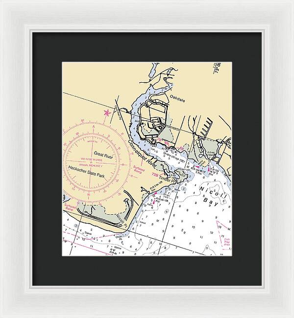 Oakdale-new York Nautical Chart - Framed Print
