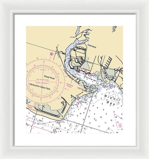 Oakdale-new York Nautical Chart - Framed Print