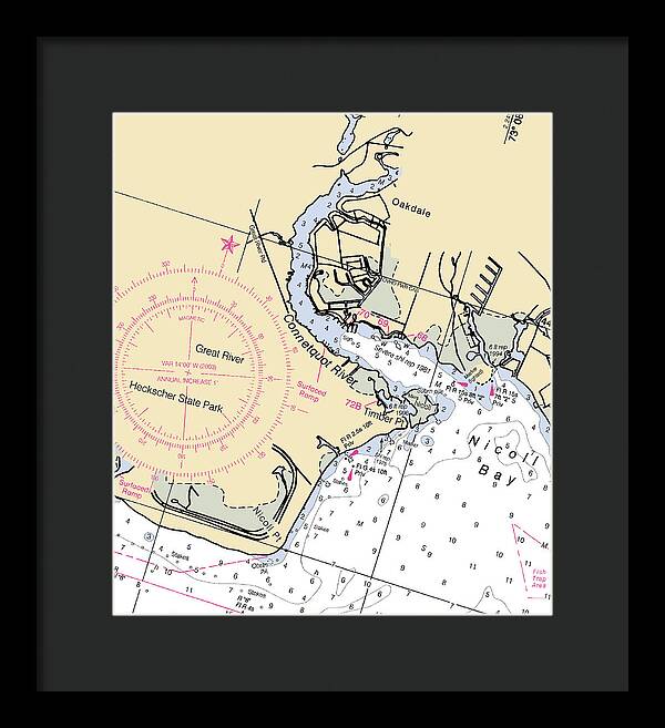 Oakdale-new York Nautical Chart - Framed Print