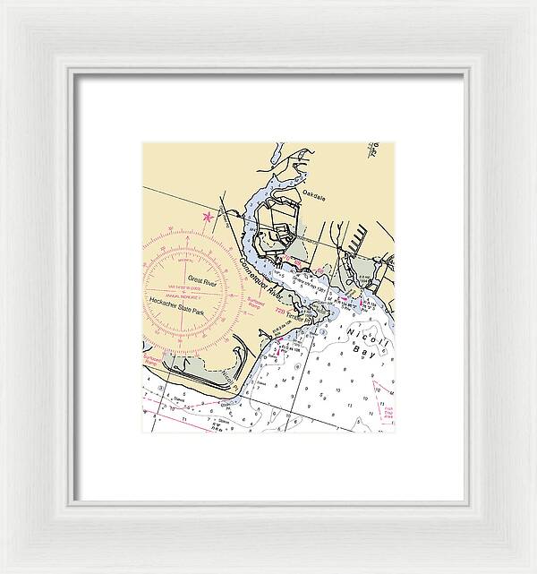 Oakdale-new York Nautical Chart - Framed Print