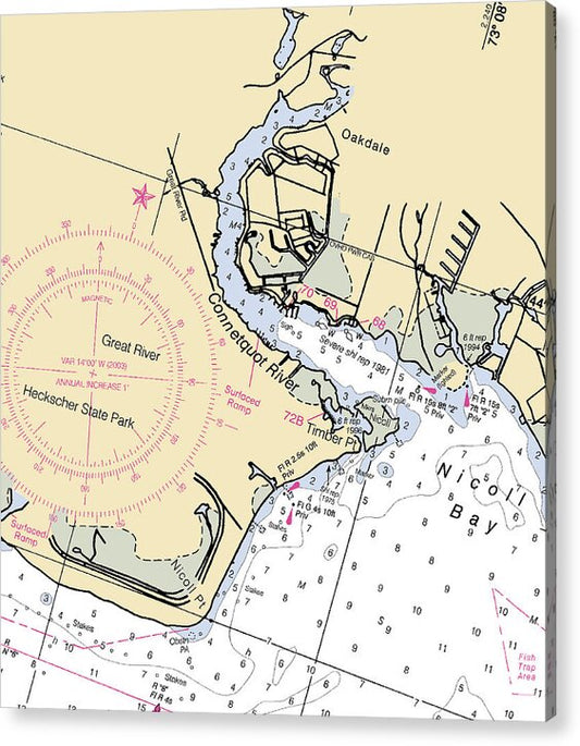 Oakdale-new York Nautical Chart - Acrylic Print