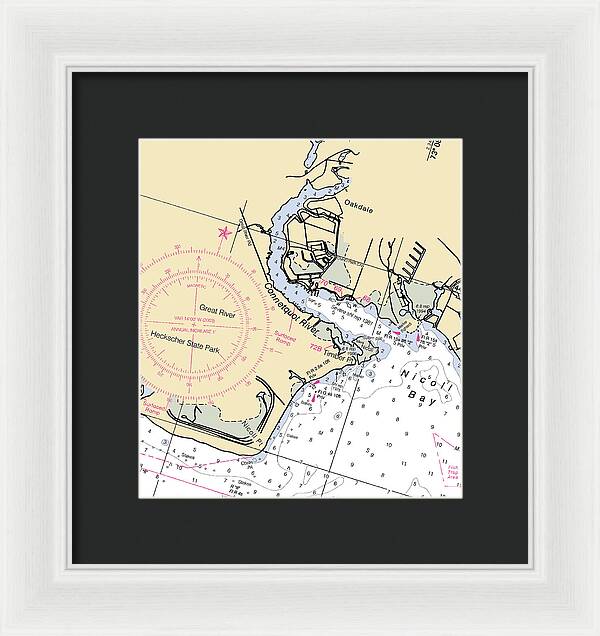 Oakdale-new York Nautical Chart - Framed Print