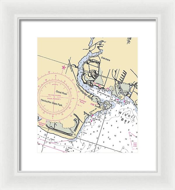 Oakdale-new York Nautical Chart - Framed Print