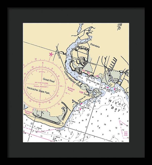 Oakdale-new York Nautical Chart - Framed Print
