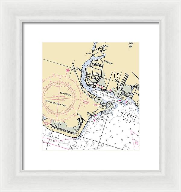 Oakdale-new York Nautical Chart - Framed Print