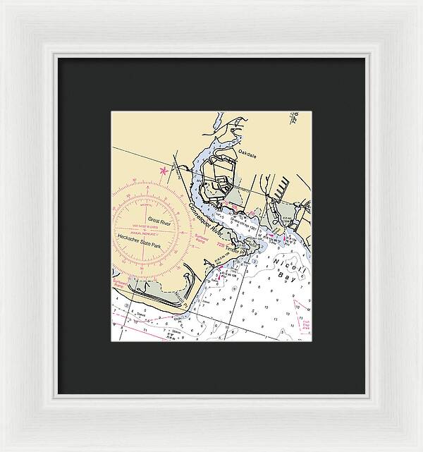 Oakdale-new York Nautical Chart - Framed Print