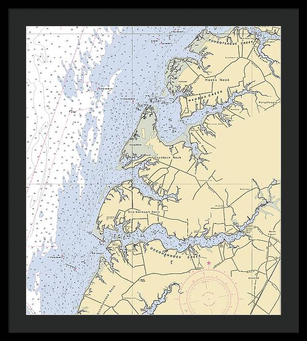 Occohannock Creek-virginia Nautical Chart - Framed Print