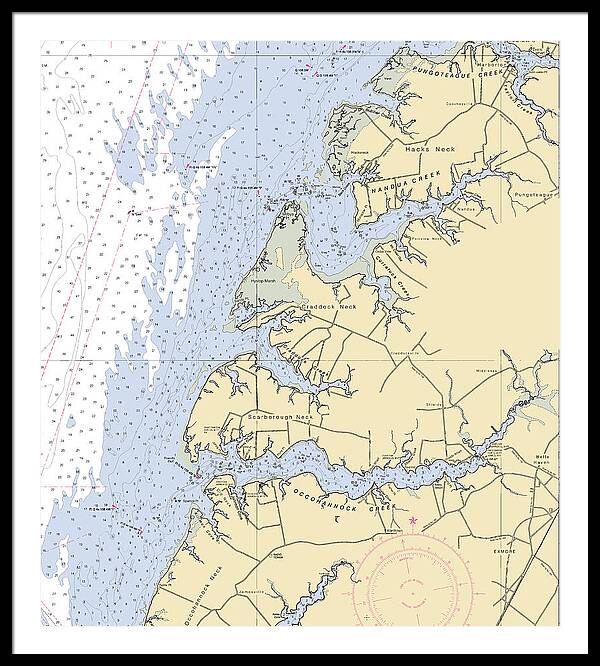 Occohannock Creek-virginia Nautical Chart - Framed Print