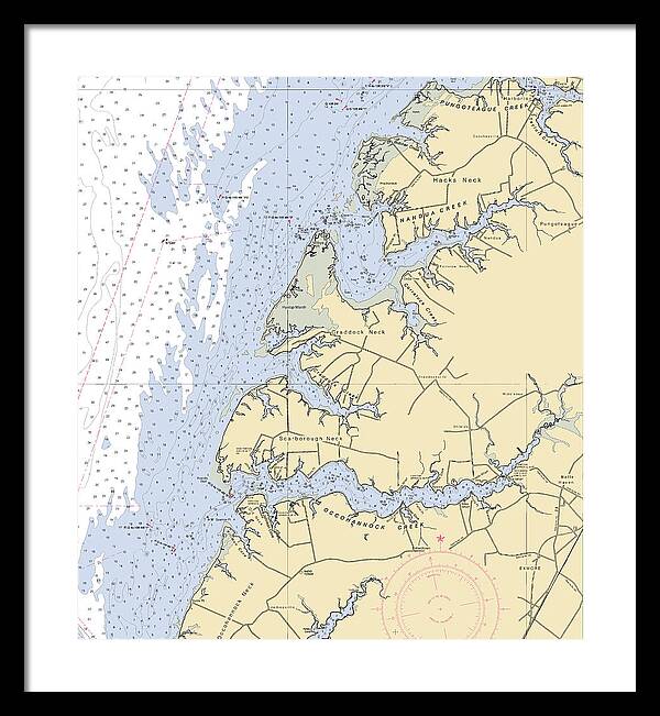 Occohannock Creek-virginia Nautical Chart - Framed Print