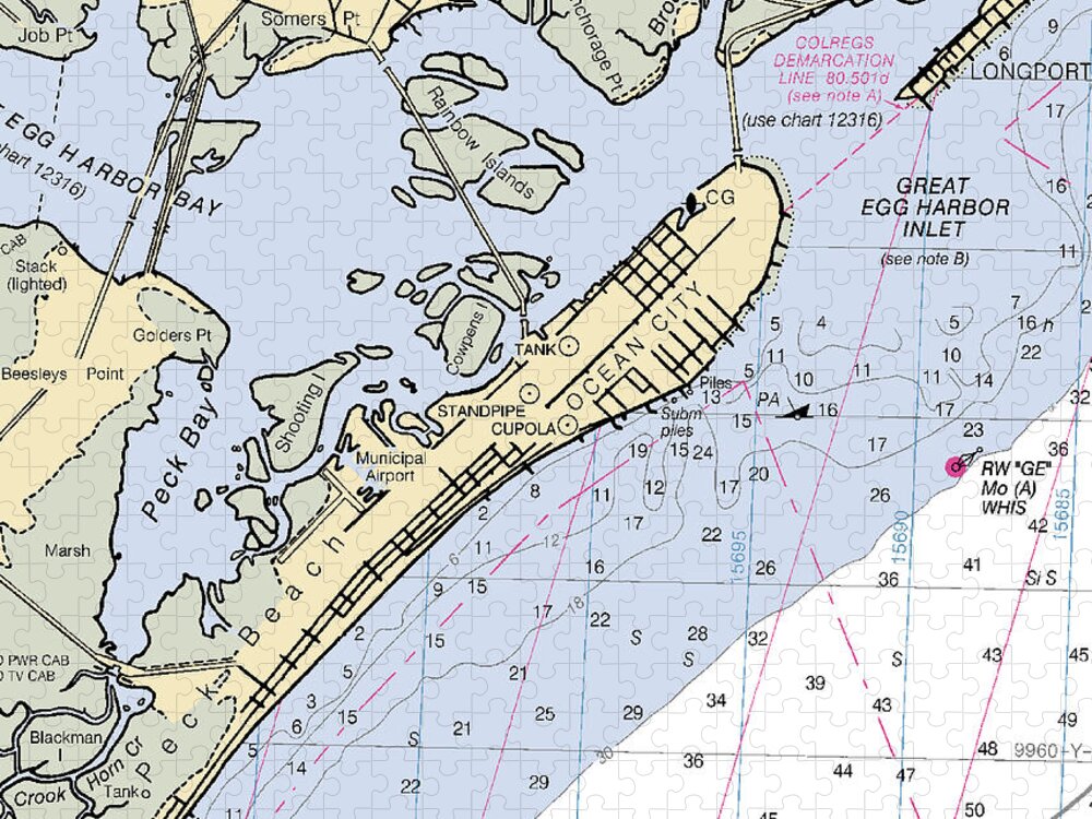 Ocean City-new Jersey Nautical Chart - Puzzle