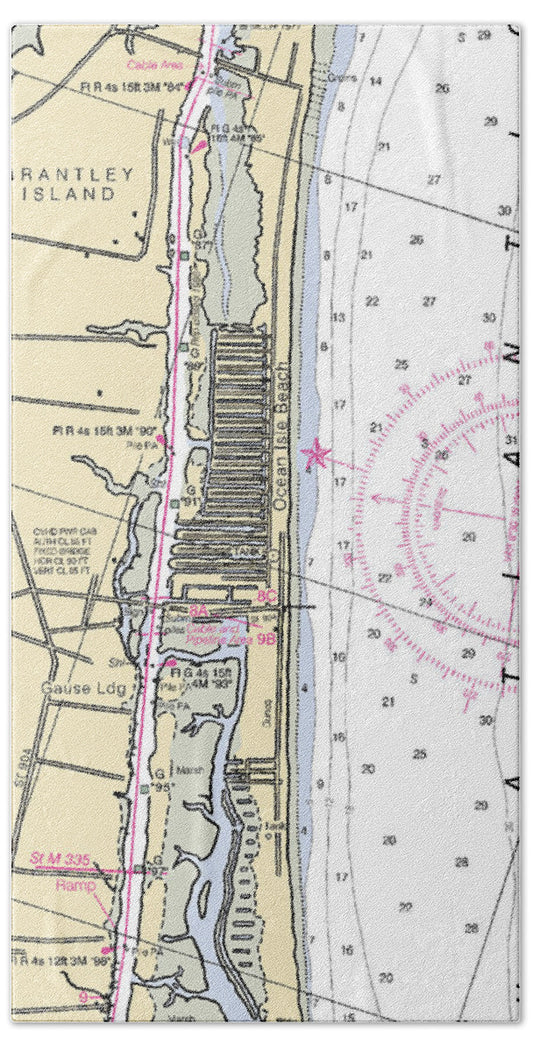 Ocean Isle Beach-north Carolina Nautical Chart - Bath Towel