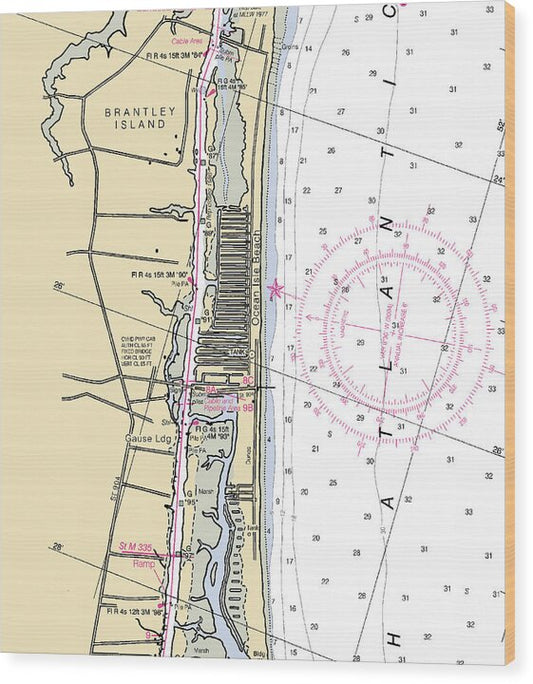 Ocean Isle Beach-north Carolina Nautical Chart - Wood Print