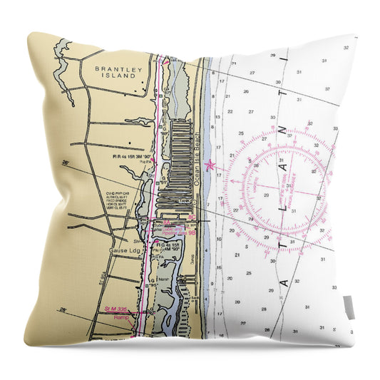 Ocean Isle Beach-north Carolina Nautical Chart - Throw Pillow