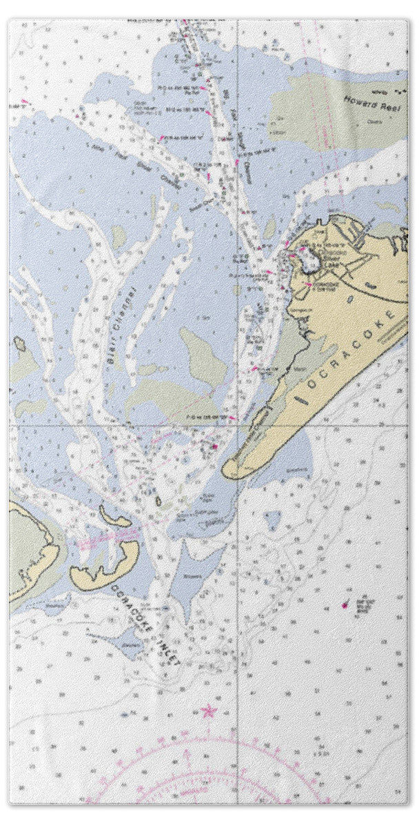 Ocracoke-north Carolina Nautical Chart - Bath Towel