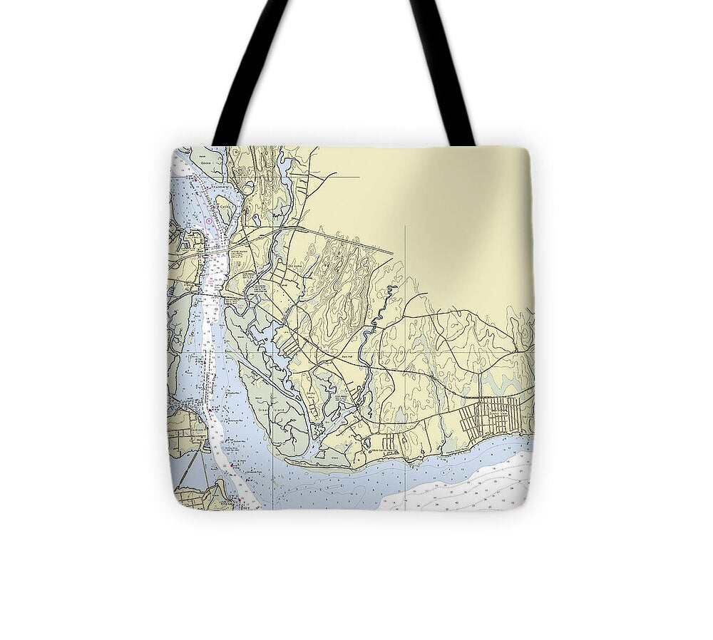 Old Lyme Connecticut Nautical Chart - Tote Bag