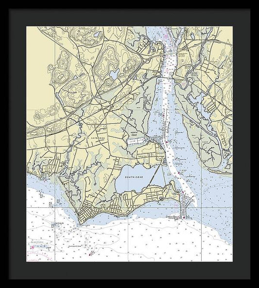 Old Saybrook Connecticut Nautical Chart - Framed Print