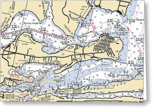 Orange Beach Alabama Nautical Chart_v2 - Greeting Card