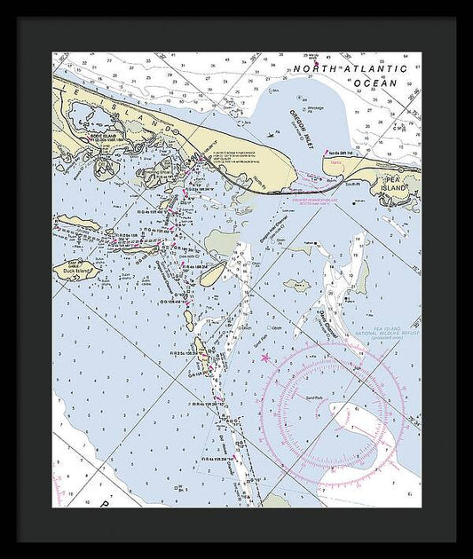 Oregon Inlet North Carolina Nautical Chart - Framed Print