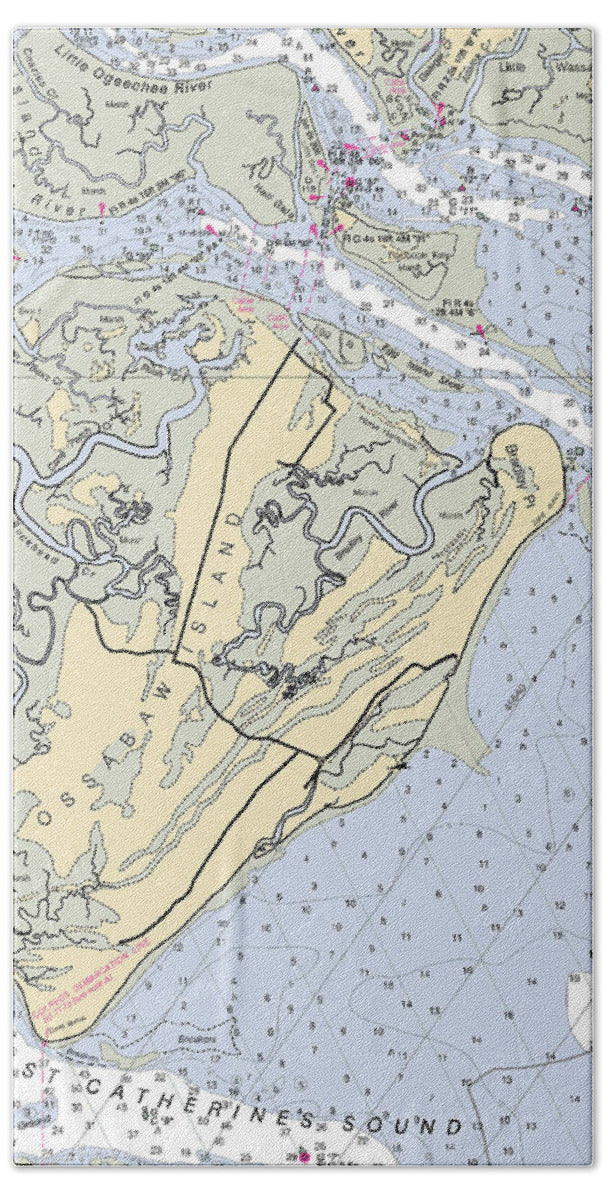 Ossabaw Island-georgia Nautical Chart - Bath Towel