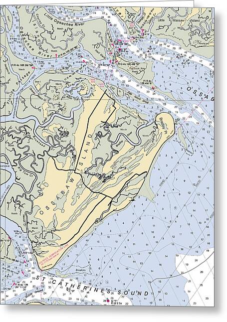 Ossabaw Island-georgia Nautical Chart - Greeting Card