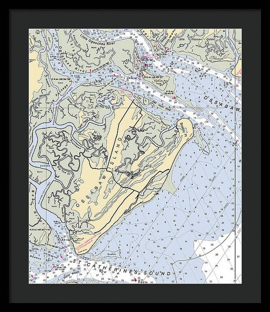 Ossabaw Island-georgia Nautical Chart - Framed Print