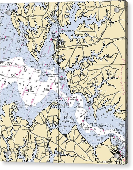 Oxford-maryland Nautical Chart - Acrylic Print