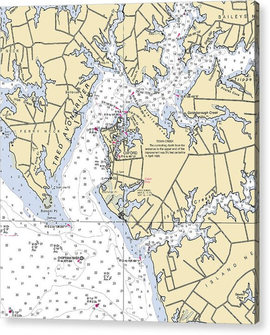 Oxford -maryland Nautical Chart _v2 - Acrylic Print