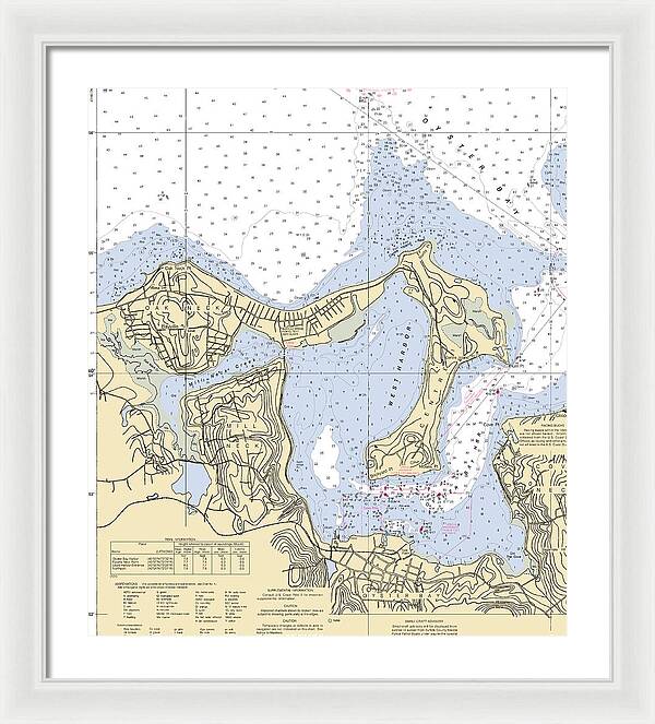 Oyster Bay-new York Nautical Chart - Framed Print