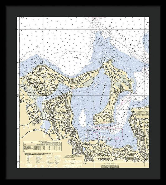 Oyster Bay-new York Nautical Chart - Framed Print