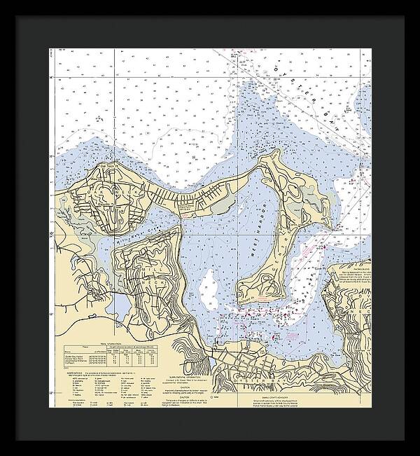 Oyster Bay-new York Nautical Chart - Framed Print