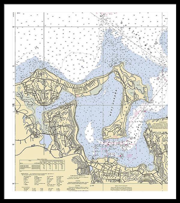 Oyster Bay-new York Nautical Chart - Framed Print