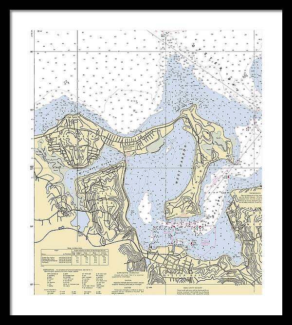 Oyster Bay-new York Nautical Chart - Framed Print